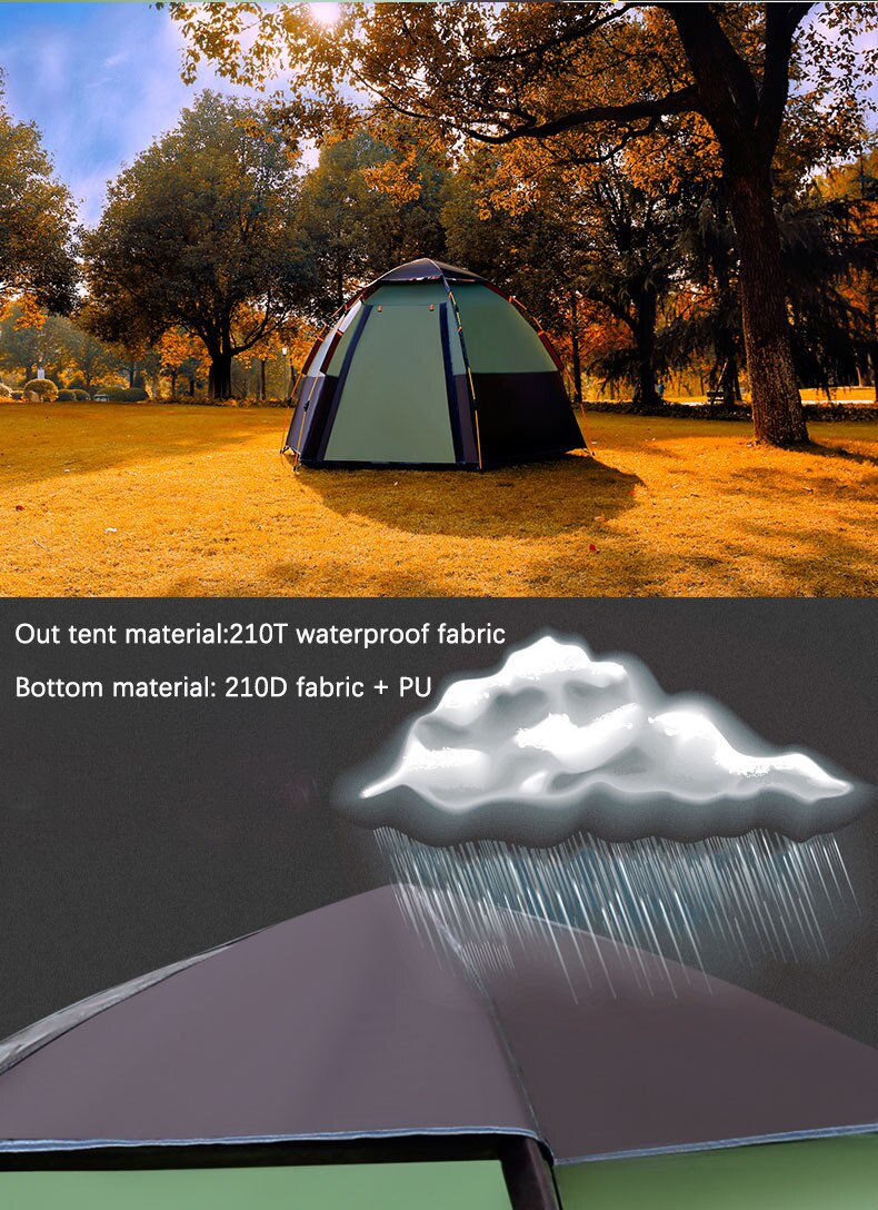 Cheap Goat Tents Automatic Outdoor Double Layer Hexagonal Tent Speed Opening 5 8 People Camping Rainproof Sunscreen Family Outing Equipment   